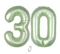 Balorise 40 Pouces Aluminium Ballon Géant Vert Chiffre 30, Gonflable Hélium, Grand Numéro 0-9, 10-100 (101cm), Décoration de Foil Ballons pour Fête d'anniversaire et Mariage