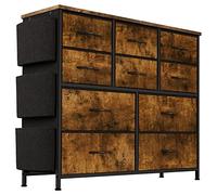 Baloveby Commode 10 tiroirs en Tissu avec poignées, Cadre en métal, Chambre d'enfant, Couloir, entrée, Armoire de Rangement pour Chambre à Coucher (marron1)