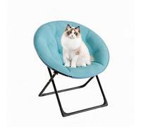 Baloveby Fauteuil Lune Pliant Oversize en Fausse Fourrure - Couleur: Vert | Chaise soucoupe d’appoint moelleuse - Cadre métal robuste antidérapant - Pour salon/chambre/dortoir -