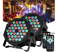 Baloveby Projecteurs LED 2pcs, 36 LED Lampe de scène Lumière de fête RGB avec Télécommande 7 Modes d'éclairage pour Scène DJ Fête