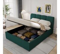 Baltimore lit coffre style nuage led 140x190cm velours vert