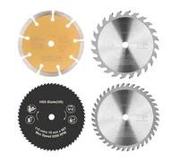 BALUGAEA Ensemble de 4 lames de scie circulaire 115 mm x 10 mm, lamelles TCT pour bois 24/40 dents, lame HSS 60 dents pour métal, disque de coupe diamant pour carrelage