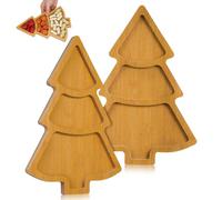 Baluue 2 Pièces Plateau de Service en Bois de Sapin de Noël Compartiments Multiples, Élégant et Solide, pour Fruits et Collations Lors D'occasions Festives ou Restaurants