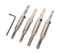 Baluue 4 Pièces Manchon Guide Renforcé Foret de Perçage et Pointe Carbure, Outil Polyvalent pour Charnière de Porte et Armoire en Acier pour Rénovation Maison et Projets de Menuiserie