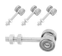 Baluue 4pcs Galet Porte Coulissante en Alliage Argenté, Roulettes pour Meubles Déménagement Double Roulement, Support de Chariot pour Porte Coulissante Patio et Rails Suspendus