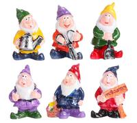Baluue 6 Pièces Figurine Nain de Jardin Miniature en Résine, Ornement Artisanal Délicat, Décoration Intérieure et Jardin, pour Noël et Garçon et Filles