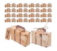 Baluue 60pièces Boîtes à Bonbons Vintage Papier Kraft avec Carte du Monde Mini Valises Cadeaux pour Fête de Voyage Mariage et Snack Boîtes à Friandises