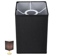 Baluue Abat-jour Rectangulaire Noir, Pratique et Adoucissant la Lumière pour Lampe de Table E27, en Tissu et Fer, pour Hôtel et Bureau