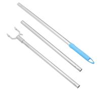 Baluue Barre à Linge en Acier Inoxydable 130cm, Manche Télescopique | Embout Carré en Aluminium, Finition Argenté, Assemblage en Trois Sections, Accessoires Inclus