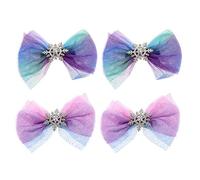 Baluue Barrettes de Noël Usage Quotidien Faciles à Porter Abîmer les Cheveux Lot de 4 en Maille Nœud de Flocon Plusieurs styles Plusieurs styles
