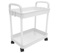 Baluue Chariot Multi-Usage de Rangement à roulettes Blanc 2 Niveaux en PP Robuste Capacité 50kg Élégant et Fonctionnel pour Salle de Bain et Chambre