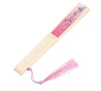 Baluue Éventail Pliant en Bambou et Tissu Classique Style Chinois Rétro, Ventilateur Portatif Décoratif pour Danse Chaud