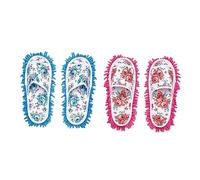 Baluue Lot de 2 Paires de Pantoufles à Balai en Microfibre Chenille Lavables en Machine, Réutilisables pour Nettoyage des Sols en Chambre et Salle de Bain