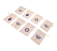 Baluue Paquet à Cordon en Tissu Blanc 8 Pièces pour Emballage Cadeau de Hanoukka et Décorations du Festival Lumineux Fermeture Réutilisable