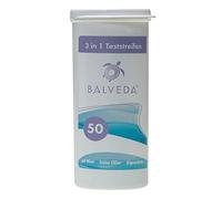 BALVEDA Lot de 50 bandelettes de test 3 en 1 pour piscine et jacuzzi - Chlore, pH et protection contre les algues, analyse rapide de l'eau