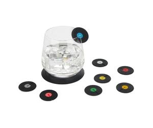 Balvi Marque-Verres Greatest Hits Couleur Noir sous la Forme d'enregistrements de Vinyle Silicone