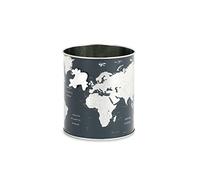Balvi Pot à crayons Globe Couleur gris Carte du monde, comprend petit avion magnétique Étain 10x8,5x8