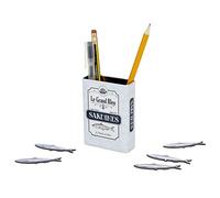 Balvi Pot à crayons magnétique Sardines Couleur blanc Pot au design de sardines en conserve avec aima
