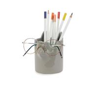 Balvi Pot à Crayons & Repose Lunettes Nosy Buddy Cat Couleur Gris Organiseur de Bureau 2-en-1 Céramiq