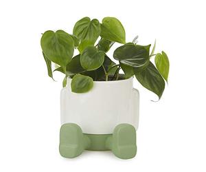 Balvi Pot de Fleur MrSitty Couleur Vert et Blanc Pot en Forme de Personage sympathique avec récipient