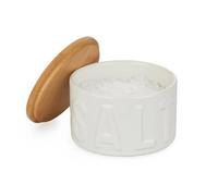 Balvi Salière de sel Salt Couleur blanc Salière avec couvercle pour la cuisine XL Céramique/bambou