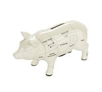 Balvi Tirelire Cuts of Pork Couleur Blanc Tirelire Cochon 20 cm Design Cochon de Boucher Grande capac