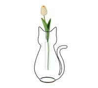 Balvi Vase Silhouette Couleur Noir Vase décoratif en Forme de Chat Métal/Verre