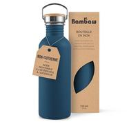 Bambaw Bouteille d'eau en acier inoxydable - 750 ml - Bleu - Bouteille d'eau non isolée - Bouteille réutilisable sans BPA - Bleu saphir
