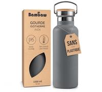 Bambaw Bouteille Inox 1l, Gourde Isotherme Inox à Double Paroi, Gourdes de Camping et Randonnée avec Poignée, Facile à Transporter, Idéale pour les Voyages et le Sport (Gris Anthracite)