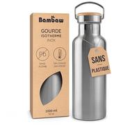 Bambaw Bouteille Inox 1l, Gourde Isotherme Sport, Bouteille Isotherme 1l en Acier Haute Qualité, Pour Boissons Chaudes ou Froides, Idéale au Travail, à l'École ou à la Salle de Sport (Acier Naturel)