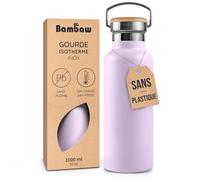 Bambaw Bouteille Isotherme 1l, Gourde Inox 1l, Garde les Boissons Froides 24h & Chaudes 12h Grâce à sa Double Paroi en Métal, Gourde Isotherme Violette, Légère & Résistante à la Rouille (Lilas Clair)