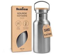 Bambaw Bouteille Isotherme 350 ml, Gourde Inox, Gourde 350 ml Isotherme Légère & Réutilisable, Résistante à la Rouille, Idéale pour le Sport & les Voyages (Acier Naturel)