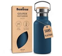 Bambaw Bouteille Isotherme 350ml, Gourde Isotherme Inox à Double Paroi pour Boissons Chaudes ou Froides, Gourde Sport Acier Inoxydable, Facile à Nettoyer Grâce à son Large Goulot (Bleu Saphir)