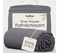 Bambaw Drap Housse 90x200 Bambou, pour Matelas Épais Jusqu’à 35cm, Drap Housse Grand Bonnet, Hypoallergénique et Anti Acariens, Linge de Lit Bambou Certifié Oeko-Tex (Anthracite)