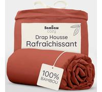 Bambaw Drap Housse Bambou 160 x 200 cm, pour Matelas Épais Jusqu’à 35cm, Drap Housse Ultra Doux et Anti Acariens, Literie en Bambou Durable, Hypoallergénique et Thermorégulatrice (Terracotta)