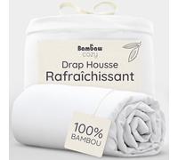 Bambaw Drap Housse Bambou 90x190 cm, Coupes de 35cm, Drap Housse Grand Bonnet et Anti Transpiration, Literie en Bambou Anti Acarien, Literie Rafraichissante et Certifiée Oeko-Tex (Blanc)