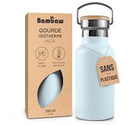 Bambaw Gourde 350ml Inox, Bouteille Eau Isotherme à Double Paroi & avec Anse, Gourde Vélo Isotherme Légère, Étanche & Compatible avec les Porte-Gobelets, Parfaite pour le Sport (Bleu Nordique)