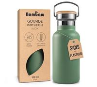 Bambaw Gourde 350ml Inox, Petite Bouteille Isotherme, Gourde Eau Inox Légère, Réutilisable & Résistante à la Rouille, Facile à Nettoyer, Idéale pour l’École, le Bureau ou le Sport (Vert Sauge)