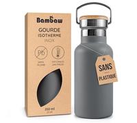 Bambaw Gourde 350ml Inox, Petite Bouteille Isotherme, Gourde Sans Plastique Légère & Résistante à la Rouille, Avec Anse Facile à Transporter, Idéale au Quotidien (Gris Anthracite)
