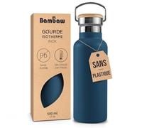 Bambaw Gourde 500ml Inox, Bouteille Isotherme en Acier Inox Haut de Gamme, Gourde Isotherme 500ml, Avec Large Goulot Facile à Nettoyer & Adapté aux Boules à Thé, Facile à Transporter (Bleu Saphir)