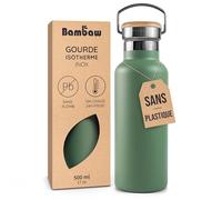 Bambaw Gourde 500ml Isotherme, Bouteille Inox Isotherme, Gourde Randonnée Legere en Métal Résistant à la Rouille, Avec Poignée et Large Goulot, Idéale pour les Voyages et le Sport (Vert Sauge)