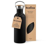 Bambaw Gourde 750 ml Inox, Gourde Sport Noire, Bouteille d’Eau Non-Isotherme, Gourde randonnée, Gourde Reutilisable, Gourde Acier Inoxydable sans BPA - Noir Onyx