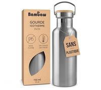 Bambaw Gourde 750 ml Isotherme, Bouteille Isotherme Homme & Femme, Gourde Acier Inoxydable Réutilisable & Durable, Tient dans un Porte-Gobelet, Idéale pour les Voyages & le Sport (Acier Naturel)