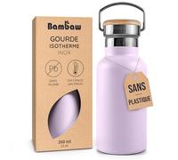 Bambaw Gourde Acier Inoxydable 350 ml, Bouteille Isotherme 350ml Étanche et Élégante, Gourde Violette Réutilisable avec Large Goulot Compatible Infuseur à Thé, Facile à Nettoyer (Lilas Clair)