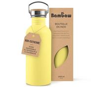 Bambaw Gourde Inox 1l, Bouteille d'Eau Jaune, Non-Isotherme, Gourde Metal 1l, Bouteille Sport 1 Litre, Reutilisable - Jaune Impérial