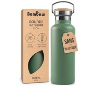 Bambaw Gourde Inox 1l Verte en Métal, Bouteille Isotherme 1l, Gourde Acier Inoxydable 1l pour Boissons Chaudes ou Froides, Large Goulot Facile à Nettoyer, Réutilisable et Durable (Vert Sauge)