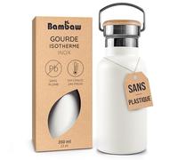 Bambaw Gourde Inox 350ml, Gourde Isotherme 350ml Étanche & Réutilisable, Bouteille Inox Isotherme Élégante, Avec Large Goulot, Compatible Infuseur à Thé & Facile à Nettoyer (Blanc Polaire)
