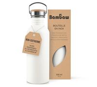 Bambaw Gourde Inox 500ml, Bouteille d'Eau Blanche, Gourde Sport Non-Isotherme et Réutilisable, Bouteille Enfant Inox - Blanc Polaire