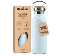 Bambaw Gourde Inox 500ml, Gourde Isotherme 500ml, Bouteille Isotherme en Inox pour Boissons Chaudes ou Froides, En Métal Léger & Durable, Idéale pour les Voyages (Bleu Nordique)