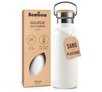 Bambaw Gourde Inox Isotherme 750 ml, Bouteille Isotherme 750 ml, Gourde en Inox pour Boissons Chaudes ou Froides, En Métal Léger, Durable & Inoxydable, Idéale pour les Voyages (Blanc Polaire)
